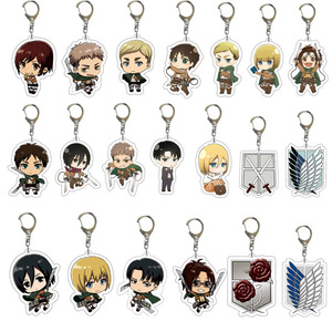 2000 estilos de alta calidad 5cm tamaño Japón Anime dibujos animados llaveros Attack on Titan acrílico de doble cara llavero anillo - Product Image 1