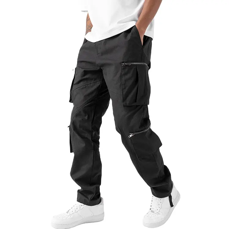 מכנסי אימונית ריקים לריצה בכיס באיכות גבוהה בהתאמה אישית לגברים מטען כיס צד שחור במידות גדולות מכנסי ריצה לגברים