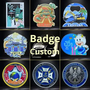 メーカー製 結婚式用真鍮バッジ ブローチピン カスタムアニメ ベーキングペイント 模造エナメル チームエンブレム 学校エンブレム チェストカード ギフト - Product Image 2