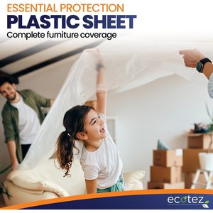 ผ้าคลุมพลาสติกขนาดใหญ่ Ecotez 12x9 ฟุต 6 แผ่น ป้องกันสี ป้องกันเฟอร์นิเจอร์ กันน้ำ กันฝุ่น - Product Image 6