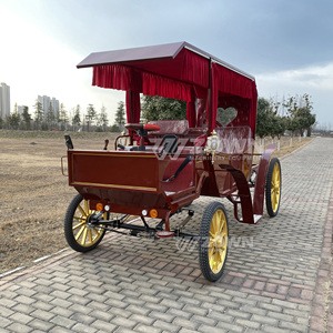 Vintage Electric Royal Carriage 4-<b>Wheel</b> Red Velvet European Style Wedding Sightseeing Vehicle - Product Image 5