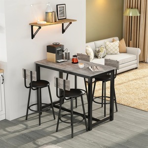 Nordic marble <b>bar</b> <b>table</b>, long wall-mounted <b>table</b> for home, dining room, living room, casual solid wood high <b>table</b> and chair set - Product Image 1