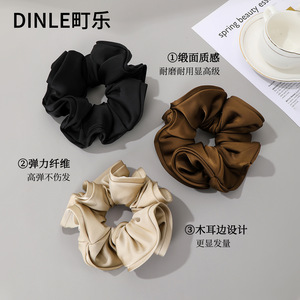 DINLE Chouchou pour cheveux en tissu avec nœud élastique pour queue de cheval, usage quotidien - Product Image 4