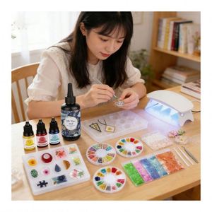 Resin Keychain DIY Kit Fast Curing UV Resin Hard Crystal Clear LED Lamp Silicone <b>Molds</b> Glitter Foil MODEL Custom - Product Image 4