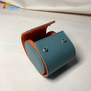 Factory Direct Luxury Greyish Sage Green Roll <b>Watch</b> Box with Orange lining,1 Slot Travel Portable <b>Watch</b> <b>Case</b> with Custom Logo - Product Image 5