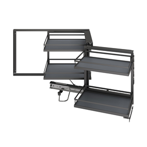 Panier d'angle universel coulissant avec amortissement, gauche/droite, pour bouteilles d'huile et petits ustensiles de cuisine, organisateur compartimenté optimisé - Product Image 6