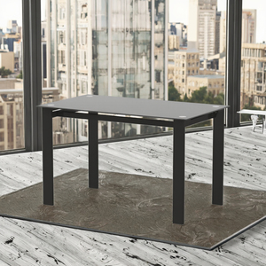 Mesa <span class=keywords><strong>de</strong></span> <span class=keywords><strong>Comedor</strong></span> <span class=keywords><strong>Rectangular</strong></span> Ruilong, Moderna y Duradera, <span class=keywords><strong>de</strong></span> <span class=keywords><strong>Vidrio</strong></span> Templado Negro con Patas Metálicas, para Sala <span class=keywords><strong>de</strong></span> Estar/Cocina, Apta para 4-6 Sillas, Modelo Cy20 - Product Image 3