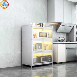 Modern Stainless Steel <b>Storage</b> <b>Table</b> <b>Side</b> Cabinet with Thickened Wheels Dust-proof Multilayer Floor Pan Durable Easy Clean - Product Image 2