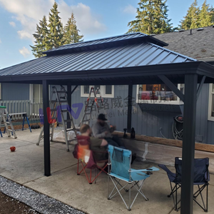 <span class=keywords><strong>Gazebo</strong></span> de jardin en aluminium pour balcon et cour, résistant à la pluie, avec toit en métal thermolaqué 3x3 - Product Image 5