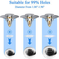Tapón Universal para Fregadero de Baño, Tapón de Drenaje Pop-up para Agujeros de Drenaje de 1,06-1,96 '', Filtro de Drenaje de Fregadero de Baño de Latón con Cesta
