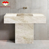 Meuble-lavabo de salle de bain de luxe en marbre, plateau en quartzite Taj Mahal, vasque simple sur piédestal, mobilier de maison personnalisable