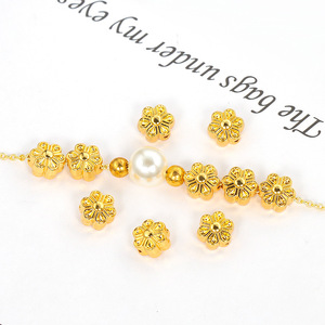 18K Gold Plated Flower Spacer Beads <b>Copper</b> Core For <b>Bracelet</b> Making DIY Jewelry Components - Product Image 1