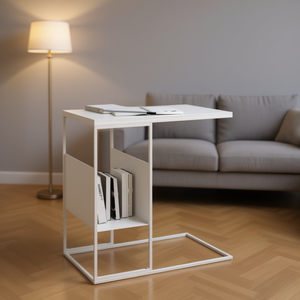 Consolle in legno ingegnerizzato bianco 21,7x14,2x23,4 pollici, mobile moderno e minimalista per soggiorno - Product Image 2