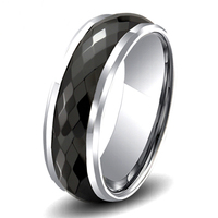 Bague de mode au design unique, 8 mm, en céramique noire et carbure de tungstène combinés, pour homme