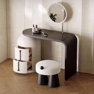 Tabouret de coiffeuse moderne en bois massif crème léger luxe haut de gamme pour chambre entrée banc de changement de chaussures de maquillage en laine d'agneau pour - Product Image 5