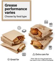 Sac en papier kraft personnalisé avec logo, résistant à l'huile, de qualité alimentaire, anti-graisse, avec fond en V pour l'emballage de sandwichs, de frites et de hamburgers