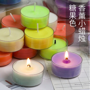 Bougies chauffe-plat parfumées aux couleurs bonbon 4x1,7cm en cire de paraffine, décoration d'intérieur, forme ronde, mèche unique - Product Image 2