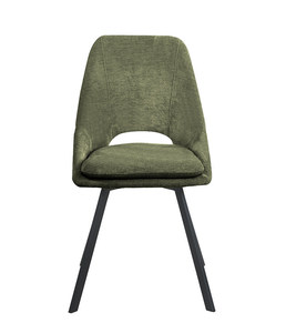 Sedia da pranzo in tessuto verde nordico con gambe in metallo moderne, schienale cavo e cuscino, poltrona imbottita per <span class=keywords><strong>cucina</strong></span> e caffè - Product Image 2