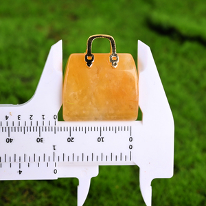 Mini sac à main sculpté en pierre précieuse naturelle polie avec poignée dorée, cristal de guérison, petite sculpture de sac pour femme, cadeau - Product Image 4