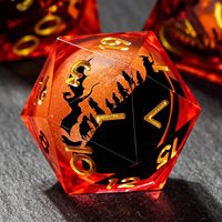Ensemble de 7 dés DND en résine liquide bleu saphir Dragon Moon, faits à la main, dés polyédriques tranchants, pour jeux de société Dungeons & Dragons, cadeaux