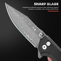 Couteau pliant d'extérieur Damas avec manche en fibre de carbone et G10, couteau de poche tactique de survie pour le camping, qualité industrielle OEM, personnalisable
