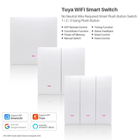 Interrupteur mural intelligent WiFi RF433 sans neutre, émetteur sans fil compatible Tuya APP Alexa Google Home, 1/2/3 gangs pour 220V