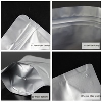 Sachet Doypack en Feuille d'Aluminium Épaissie avec Fermeture Éclair, Sac de Conservation Alimentaire Refermable à Zip, Sac d'Emballage Auto-Scellant