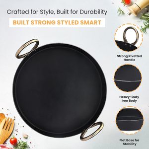 La primera tecnología del mundo con bordes lisos en una sartén Kadai negra de hierro de grado alimenticio, base de inducción resistente para cocinar de forma saludable. - Product Image 3