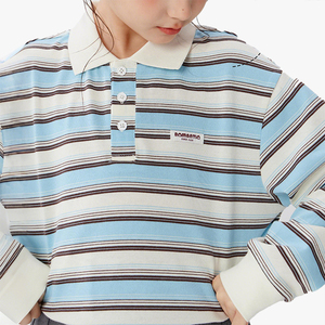 T-shirt à manches longues rayé pour filles, style polo, chemise de base pour enfants, nouvelle collection printemps-automne 2026 pour grandes filles - Product Image 1