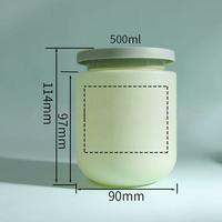 Pot en HDPE brun-vert de 500 ml avec couvercle plat en PP, personnalisable avec logo, grand format, vide, pour masque, lotion corporelle, conteneur de stockage cosmétique