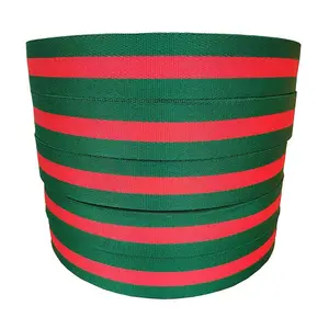 Hot-selling Two-color Stripes Polyester Webbing Wholesale Top Grade Polyester Jacquard 100% Polyester Sustainable Woven Jacquard