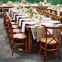 Chaise de mariage à dossier croisé en résine imitation bois durable de style ferme classique pour événements de banquet
