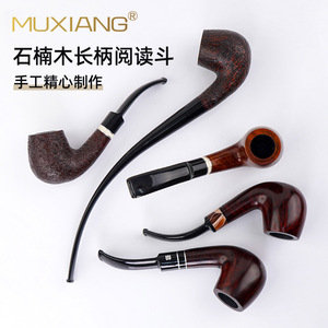 MUXIANG Briar Wood Smoking Pipe Bent Type Handmade Tobacco Pipe With Brass Rings For Reading - Product Image 5