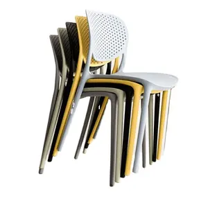 热卖高品质中国背部透气彩色可堆叠塑料椅子