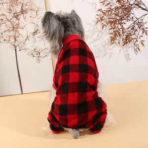 Combinaison de Noël douillette en <span class=keywords><strong>polaire</strong></span> pour animaux de compagnie, pyjama pour <span class=keywords><strong>chien</strong></span> à carreaux Buffalo, vêtement de nuit d'hiver doux et chaud à quatre pattes pour chiots et petits chiens - Product Image 3
