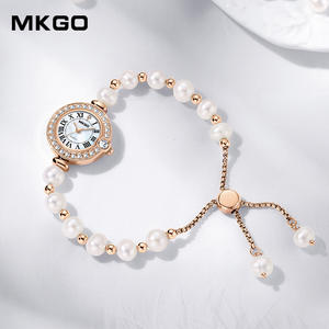 Mkgo <span class=keywords><strong>COCO</strong></span> นาฬิกาผู้หญิงประดับเพชรสร้อยข้อมือมุกน้ำจืดกันน้ำหน้าปัดเล็กหรูหราแบบโรมัน - Product Image 2