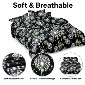 Poland Stock Artistic Dandelion Bedding Set Black White Floral Duvet <b>Cover</b> for EU Dropshipping 3pcs <b>Bed</b> Linen - Product Image 2