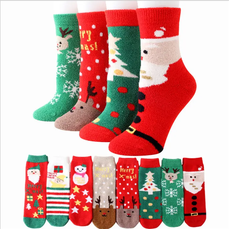 Hot sale Winter Warm Thick Cotton Women Fuzzy Christmas Socks Wholesale