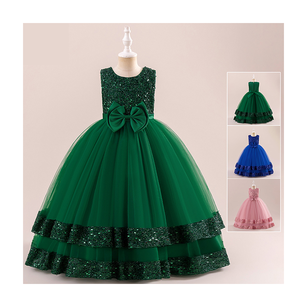 Robe Princesse Enfant En Tulle Manches Courtes Pour Anniversaire,  Mariage Style Fête Avec Nœud