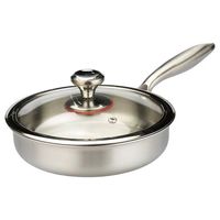 Wajan Penggorengan Gaya Korea dari Baja Tahan Karat 304 dengan Tutup Kaca untuk Kompor Gas & Induksi untuk Steak, Telur, dan Pancake