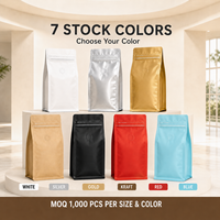 Bolsas de Café con Fondo Plano y Válvula de Desgasificación, Cierre Lateral, 125g 250g 500g 1kg, Disponibles en Stock
