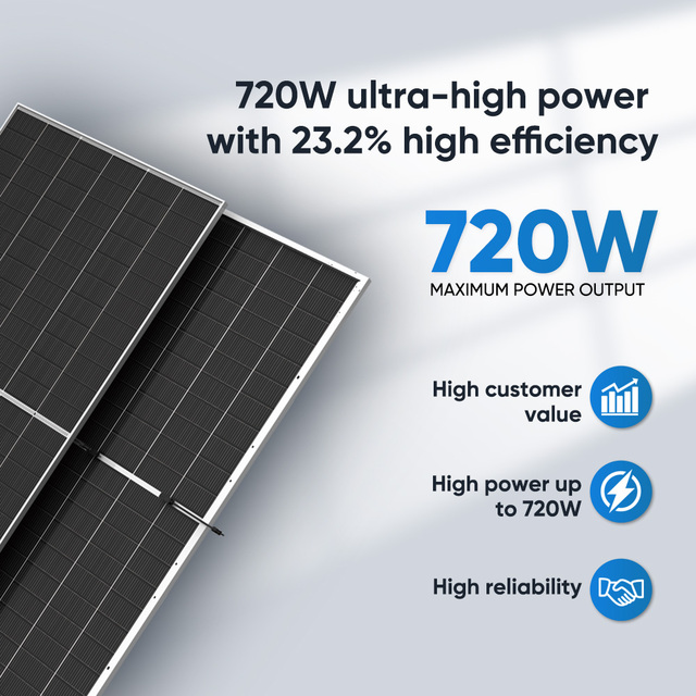 Solar Bifacial Solar Panel 720W/710W/700W N-Type TopCon Double Glass Half Cell Monocrystalline Silicon Photovoltaic Panel