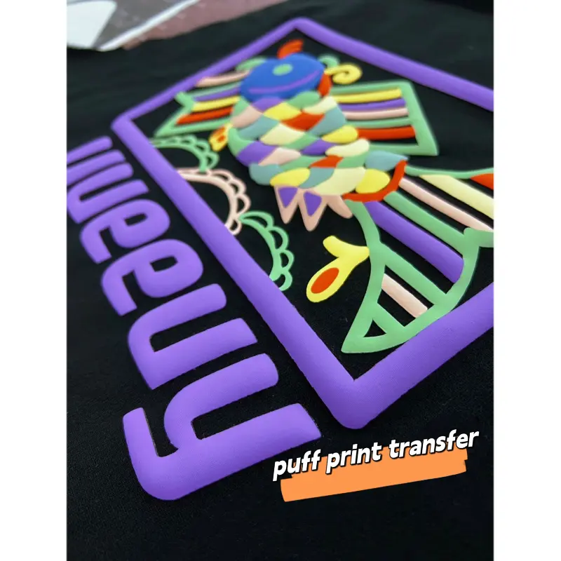 Kustom 3D stereo efek puff cetak transfer panas 3D puff vinil transfer panas untuk t-shirt