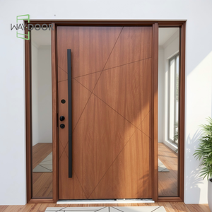 <span class=keywords><strong>Porte</strong></span> d'entrée en bois massif en acajou fini, à pivot unique, avec panneaux latéraux en double vitrage, insonorisée, directement de l'usine - Product Image 3