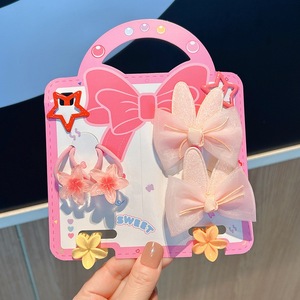 Set di accessori per capelli BELLE WORLD con fiocchi a forma di orecchie di coniglio, fiori e stelle, fermagli e elastici per bambine. - Product Image 5