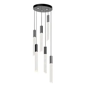 Lámpara de araña moderna para Loft, luz LED cromada para escalera, doble, para sala de estar, Hotel, colgante de techo, de lujo, de cristal K9