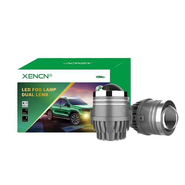 XENCN LED Fog Lamp Dual Lens Tri-Color 9-16V Universal Cars F30/F20 Models (3/2 Inch) 3000K/4300K/6000K