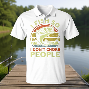 T-shirt da uomo I Fish So I Don't Choke People, maglietta da pesca con design Bass Dad - Product Image 3