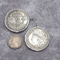 PM32657 39x45mm Vintage Cuivre Pièce De Monnaie Charme Forme Ronde Chef Indien Tête Portrait Pièce De Monnaie Soudée Pendentif pour La Fabrication De Bijoux
