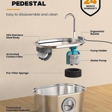 Fontanella per Gatti in Acciaio Inox Ovale da 3,2L con Finestra per Livello dell'Acqua, Distributore Automatico d'Acqua per Cani e Gatti - Product Image 3